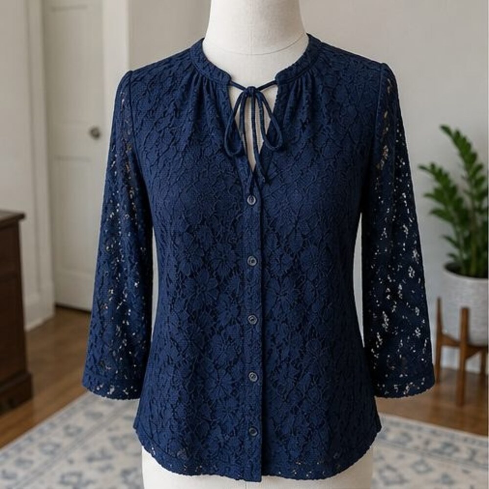 Navy Peplum Top